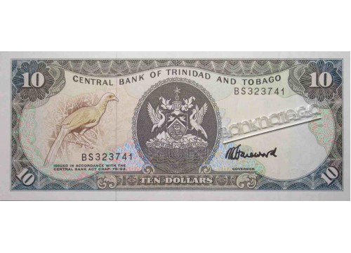 Банкнота Тринидад и Тобаго 10 (десять) долларов 1979 год. Pick 38c. UNC