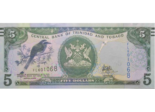 Банкнота Тринидад и Тобаго 5 (пять) долларов 2006 год. Pick 47c. UNC