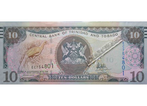 Банкнота Тринидад и Тобаго 10 (десять) долларов 2006 год. Pick 57b. UNC