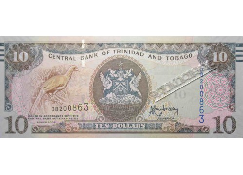 Банкнота Тринидад и Тобаго 10 (десять) долларов 2006 год. Pick 57a. UNC