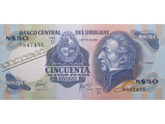Банкнота Уругвай 50 (пятьдесят) новых песо 1978-87 год. Pick 61c. UNC