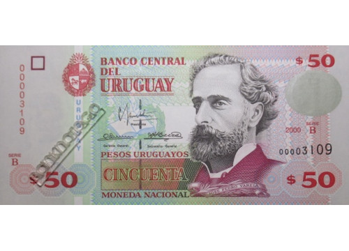 Банкнота Уругвай 50 (пятьдесят) песо 2000 год. Pick 75b. UNC