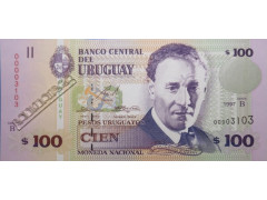 Банкнота Уругвай 100 (сто) песо 1997 год. Pick 76b. UNC