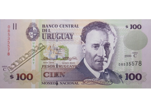 Банкнота Уругвай 100 (сто) песо 2000 год. Pick 76c. UNC