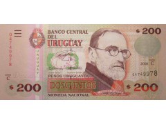 Банкнота Уругвай 200 (двести) песо 2006 год. Pick 89a. UNC
