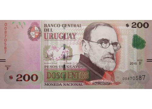 Банкнота Уругвай 200 (двести) песо 2015 год. Pick 96. UNC