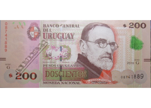 Банкнота Уругвай 200 (двести) песо 2019 год. Pick 96b. UNC