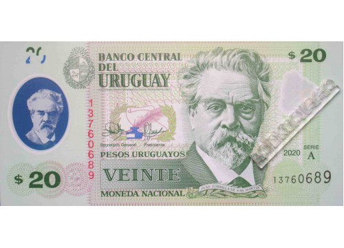 Банкнота Уругвай 20 (двадцать) песо 2020 год. Pick new. UNC