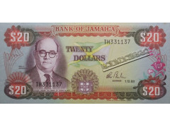 Банкнота Ямайка 20 (двадцать) долларов 1983 год. Pick 68c. UNC