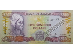 Банкнота Ямайка 500 (пятьсот) долларов 2003 год. Pick 81b. UNC