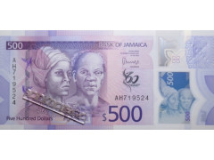Банкнота Ямайка 500 (пятьсот) долларов 2022 год. Pick W98. UNC