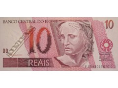 Банкнота Бразилия 10 (десять) реалов 1997-2012 год. Pick 245Ak. UNC