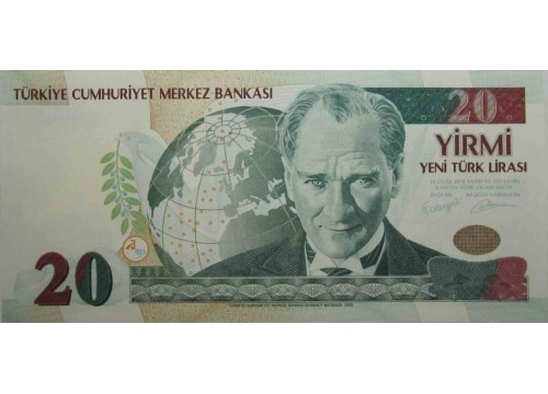 Банкнота Турция 20 (двадцать) лир 2005 год. Pick 219. UNC