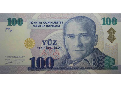 Банкнота Турция 100 (сто) лир 2005 год. Pick 221.2. UNC