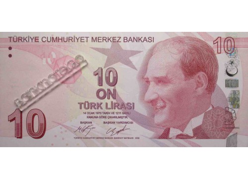 Банкнота Турция 10 (десять) лир 2009 год. Серия C. Pick 223c. UNC