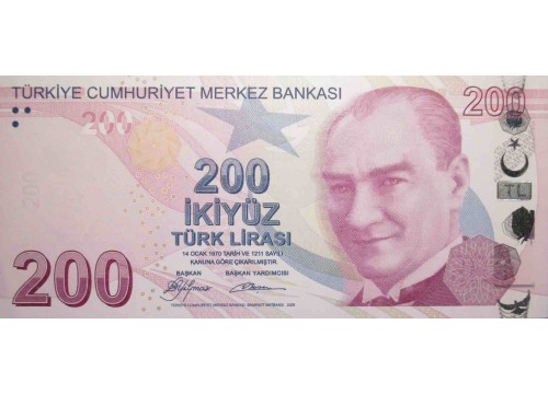 Банкнота Турция 200 (двести) лир 2009 год. Pick 227a. UNC