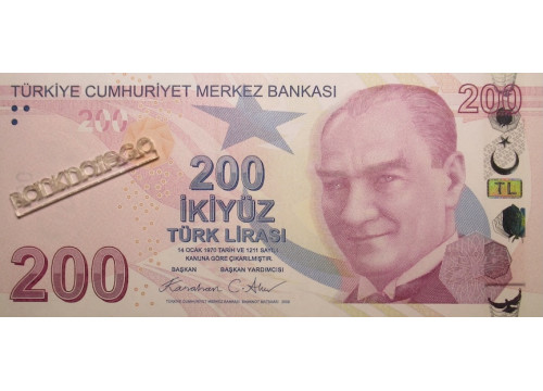 Банкнота Турция 200 (двести) лир 2009 год. Pick 227g. UNC