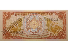 Банкнота Бутан 5 (пять) нгултрум 1985 год. Pick 14a. UNC