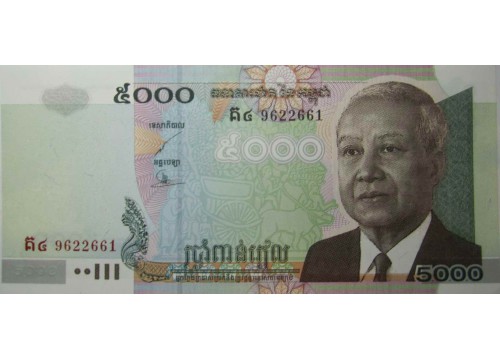 Банкнота Камбоджа 5000 (пять тысяч) риель 2004 год. Pick 55c. UNC