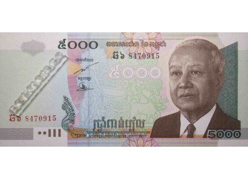 Банкнота Камбоджа 5000 (пять тысяч) риель 2007 год. Pick 55d. UNC
