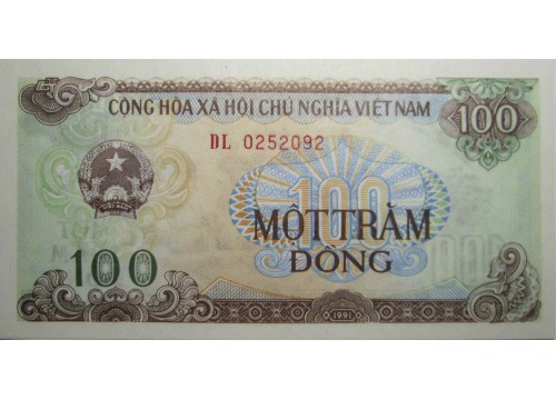 Банкнота Вьетнам 100 (сто) донг 1991 год. Pick 105a. UNC