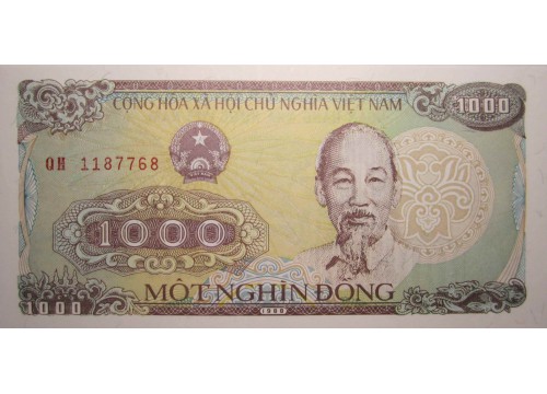 Банкнота Вьетнам 1000 (тысяча) донг 1988 год. Pick 106a2. UNC
