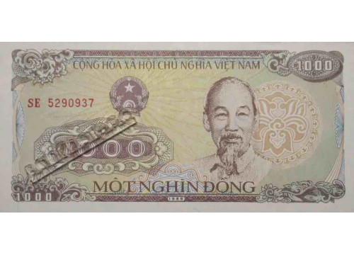 Банкнота Вьетнам 1000 (тысяча) донг 1988 год. Pick 106a1. UNC