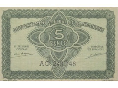 Банкнота Индокитай 5 (пять) центов 1942. Pick 88b. UNC