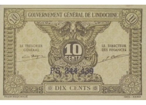 Банкнота Индокитай 10 (десять) центов 1942. Pick 89a. UNC