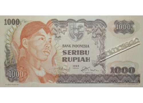 Банкнота Индонезия 1000 (тысяча) рупий 1968 год. Pick 110. UNC