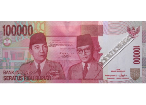 Банкнота Индонезия 100000 (сто тысяч) рупий 2004 (07) год. Pick 146d. UNC