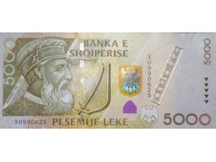 Банкнота Албания 5000 (пять тысяч) лек 2013 год. Pick 75b. UNC