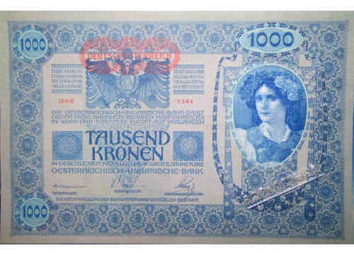 Банкнота Австрия 1000 (тысяча) крон 1902 (19) год. Pick 57a. UNC