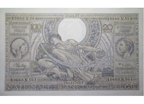 Банкнота Бельгия 100 (сто) франков 1943 год. Pick 112. UNC
