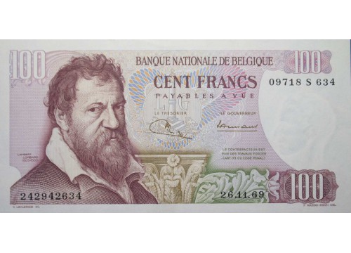 Банкнота Бельгия 100 (сто) франков 1969 год. Pick 134a2. UNC