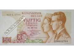 Банкнота Бельгия 50 (пятьдесят) франков 1966 год. Pick 139.3. UNC