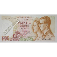 Банкнота Бельгия 50 (пятьдесят) франков 1966 год. Pick 139.3. UNC