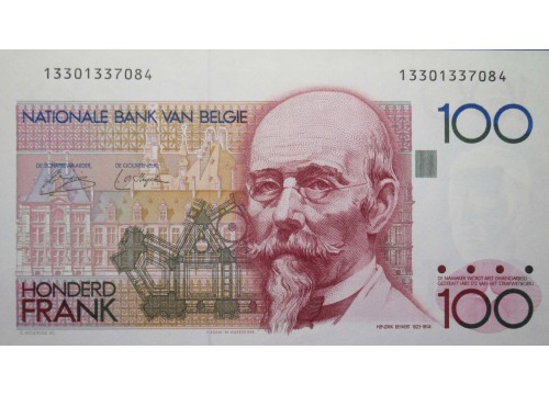 Банкнота Бельгия 100 (сто) франков 1978-1981 год. Pick 140a1. UNC