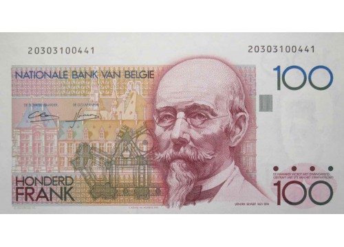 Банкнота Бельгия 100 (сто) франков 1982-1994 год. Pick 142a4. UNC