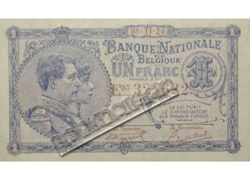 Банкнота Бельгия 1 (один) франк 1920 год. Pick 92. UNC