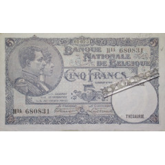 Банкнота Бельгия 5 (пять) франков 1931 год. Pick 97b7. XF