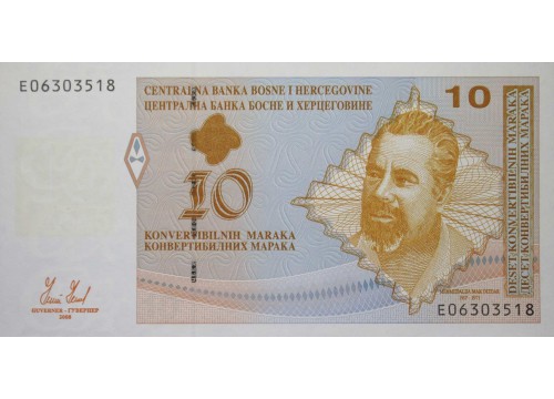 Банкнота Босния и Герцеговина 10 (десять) марок 2008 год. Pick 72a. UNC
