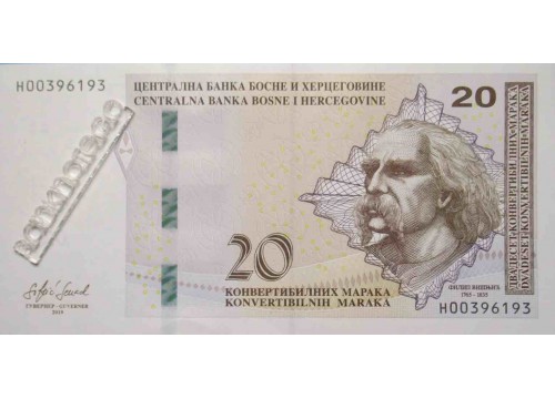 Банкнота Боcния и Герцеговина 20 (двадцать) марок 2019 год. Pick 83. UNC
