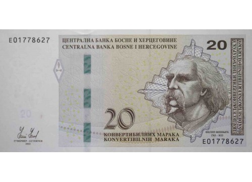 Банкнота Босния и Герцеговина 20 (двадцать) марок 2012 год. Pick 83a. UNC