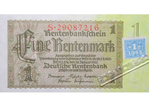 Банкнота ГДР 1 (одна) марка 1948 год. Pick 1. UNC