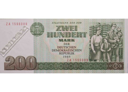 Банкнота ГДР 200 (двести) марок 1985 год. Серия ZA. Pick 32. UNC