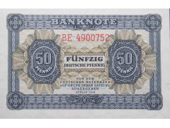 Банкнота ГДР 50 (пятьдесят) пфеннигов 1948 год. Pick 8b. UNC