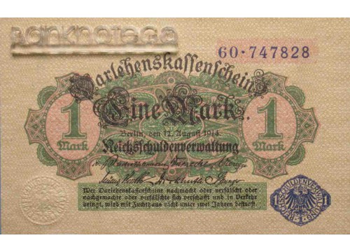 Банкнота Германия 1 (одна) марка 1914 год. Pick 52. UNC