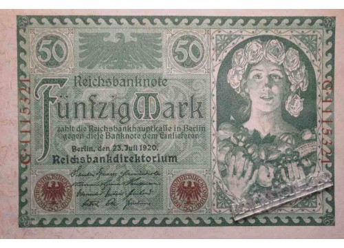 Банкнота Германия 50 (пятьдесят) марок 1920 год. Pick 68.2. UNC