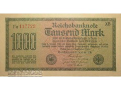 Банкнота Германия 1000 (тысяча) марок 1922 год. Pick 76b. VF